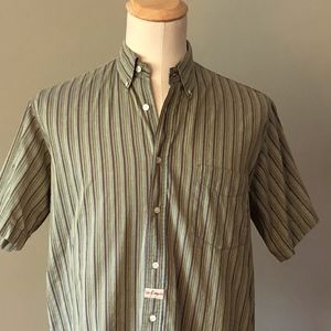 LEE COOPER Men's Short Sleeve, Green Button Down